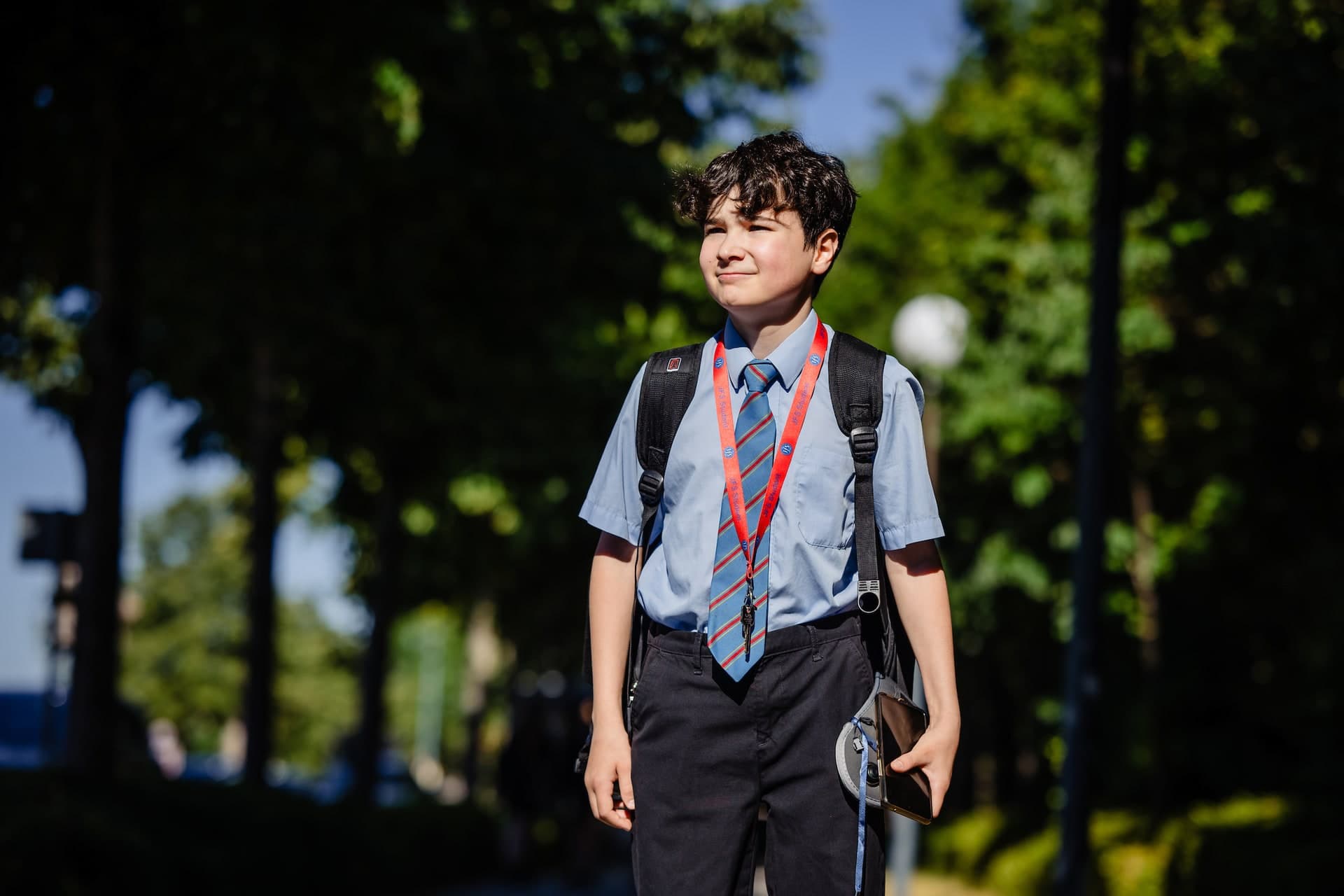 Student walking into school