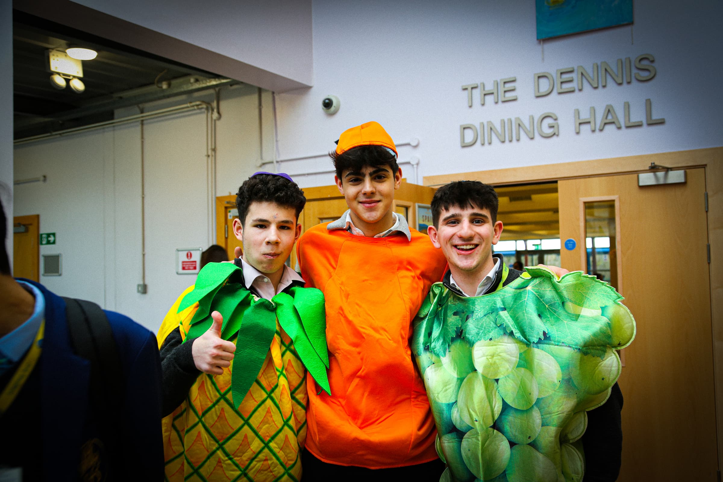 JFS students dressed as fruit for Tu Bishvat celebrations