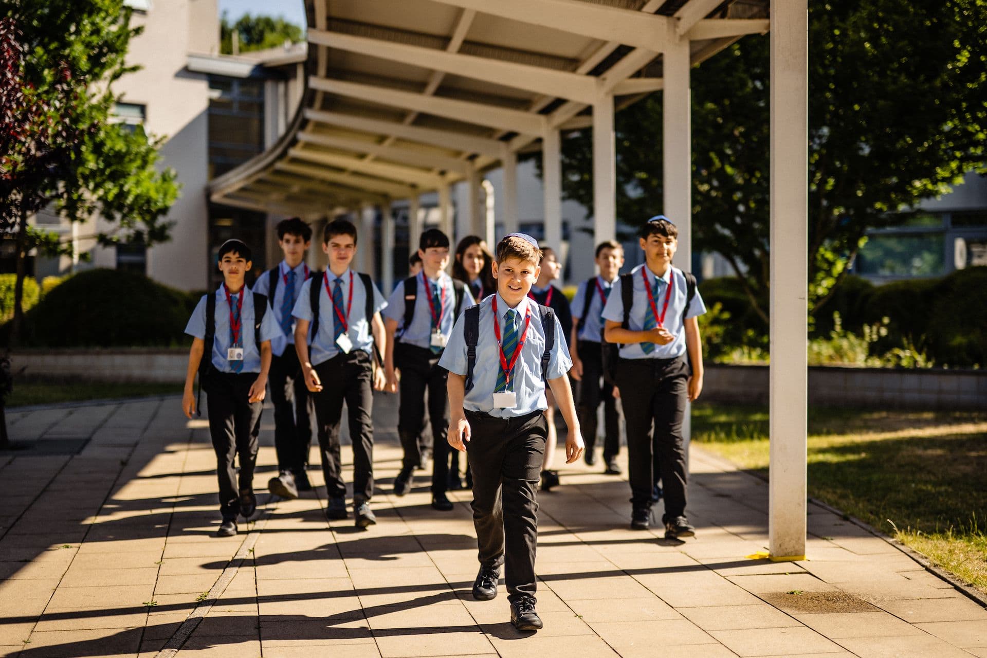 JFS students walking through the school